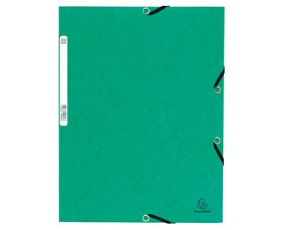 3-flap folder with elastic straps 355 gsm hard glazed mottled pressboard - A4 size - Green