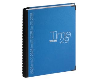 Agenda de bureau Time 29 Spiralé toile bordée 21x29,7 cm Semainier Janvier à décembre 2026 - Bleu