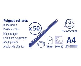 Boite 50 reliures spirales plastique 45mm