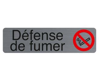 Plaque adhésive imitation aluminium Défenser de fumer 16,5X4,4 cm - Gris