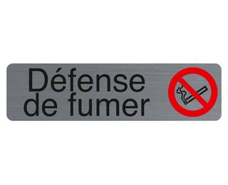 Plaque adhésive imitation aluminium Défenser de fumer 16,5X4,4 cm - Gris