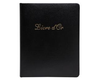 Livre d'or Cuir Alpille 140 pages ivoire - 26x22cm vertical - Noir