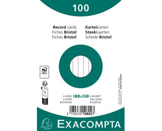 Exacompta Pack 100 Record Cards 10x15cm Lined White - White