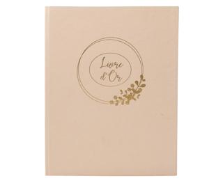 Gästebuch, 100 Seiten, Goldschnitt, Ringflower - Latte
