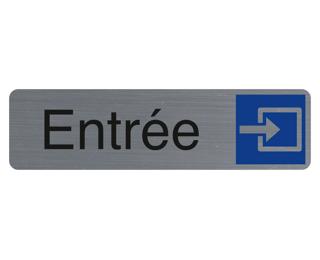 Plaque adhésive imitation aluminium Entrée 16,5X4,4 cm - Gris