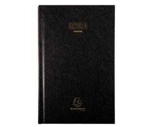 Agenda de bureau Carré Travers 13,5 x 21 cm Journalier Janvier à décembre 2026 - Noir