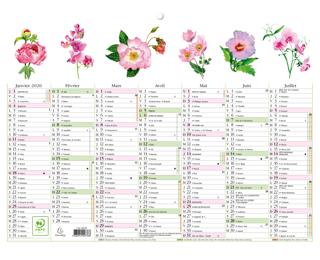 Calendrier Fleurs avec illustrations 29,5 x 22 cm Semestriel 2026