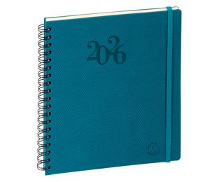 Agenda de bureau Eurotime 18S spiralé Swan 15 x 17 cm Semainier Janvier à décembre 2026 - Bleu
