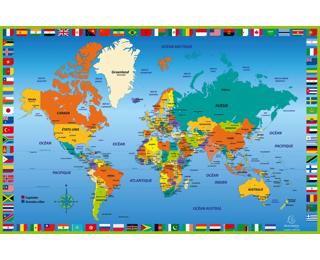 Sous-main rigide PVC Monde - 37,5x57,5 cm 