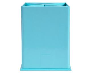 Quadratischer Stifteköcher, 4 Fächer, aus Karton, Serie Aquarel - Pastellblau