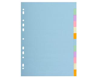 Intercalaires carte pastel 170g Forever 12 positions - A4 - Couleurs assorties