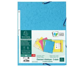 Cartella 3 lembi con elastici cartoncino lustré 400g/mq - A4 