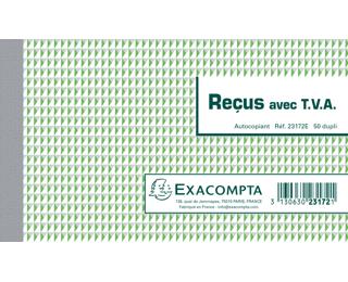 Manifold Reçus avec T.V.A. 10,5x18cm 50 feuillets dupli autocopiants
