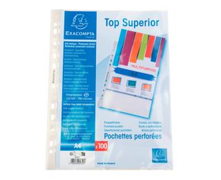Sachet de 100 pochettes perforées polypropylène lisse Qualité + - A4 