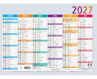 Calendrier Multicolore 22 x 29,5 cm Semestriel 2027
