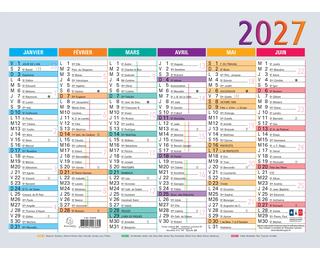 Calendrier Multicolore 22 x 29,5 cm Semestriel 2027 