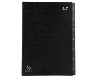 "Exacompta Multipart File, A4 270gsm, 7 Sections labelled 1 to 7" - Black