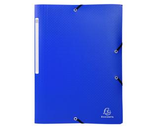 Sammelmappe mit 3 Klappen und Gummizug aus PP 500µ mit Etikett blickdicht, 24x32cm für DIN A4 - Dunkelblau