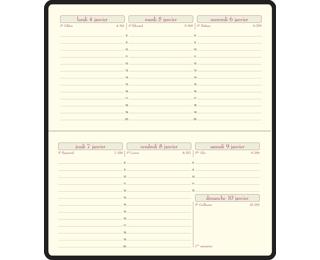 Recharge Agenda de poche Temporel 16 8,5 x 16 cm Semainier Janvier à Décembre 2027 - Tranche or