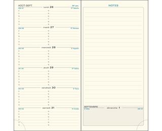Recharge agenda de poche Espace 17 9 x 17,5 cm Semainier Janvier à Décembre 2027 - Tranche naturelle
