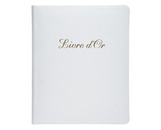 Livre d'or Cuir Alpille 140 pages ivoire - 26x22cm vertical - Blanc