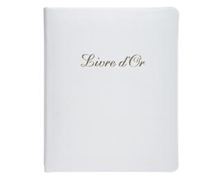 Livre d'or Cuir Alpille 140 pages ivoire - 26x22cm vertical - Blanc