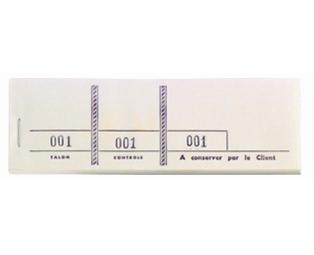 Bloc passe-partout 100 feuillets 3 volets détachables numérotés - Format 48x150mm