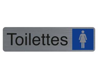 Plaque adhésive imitation aluminium Toilettes dame 16,5X4,4 cm - Gris