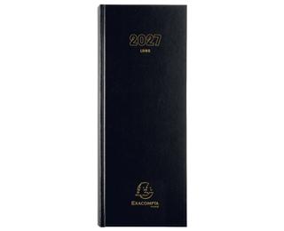 Agenda de bureau Long Euro et cents 13,5 x 32,1 cm Journalier Janvier à Décembre 2027 - Noir