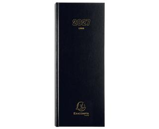 Agenda de bureau Long Euro et cents 13,5 x 32,1 cm Journalier Janvier à Décembre 2027 - Noir