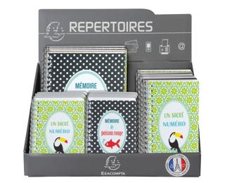 Présentoir de 25 carnets d'adresses Dodo & Cath - Couleurs assorties