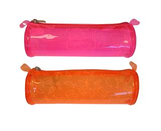 Exacompta Neon Round Pencil Case, Fluorescent PVC - Assorted colours