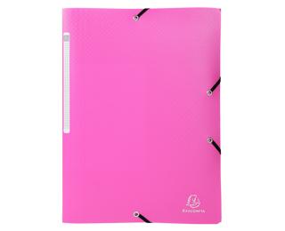 3 Flap Folders with Elastic Straps Opak Polypropylene A4. - Pink