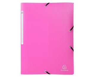 Sammelmappe PP A4, 3 Klappen und Gummizugverschluss, 24x32cm für DIN A4, PP OPAK - Rosa