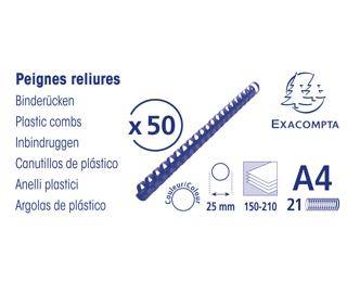 Boite 50 reliures spirales plastique 25mm - Noir