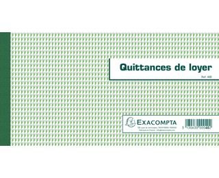 Carnet à souche Quittances de loyer 50 feuillets - Format horizontal de la quittance 13x18,5 cm