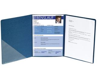 Bewerbungsmappe aus Colorspan-Karton 400g/qm mit Leinenoptik, Serie Perfection, 3-teilig mit 2 Klemmschienen und Innentasche, DIN A4 