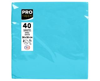 40 Micro-Embossed Wadding Napkins 38x38 - Azure
