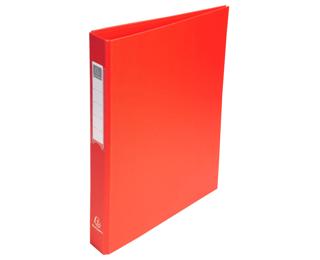 Classeur rembordé polypropylène 4 anneaux ronds de 25mm sur 3eme de couverture - Rouge