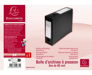 Archivbox mit Druckknopf, PP 700µ, Rückenbreite 80mm, 25x33cm für DIN A4, Opak 